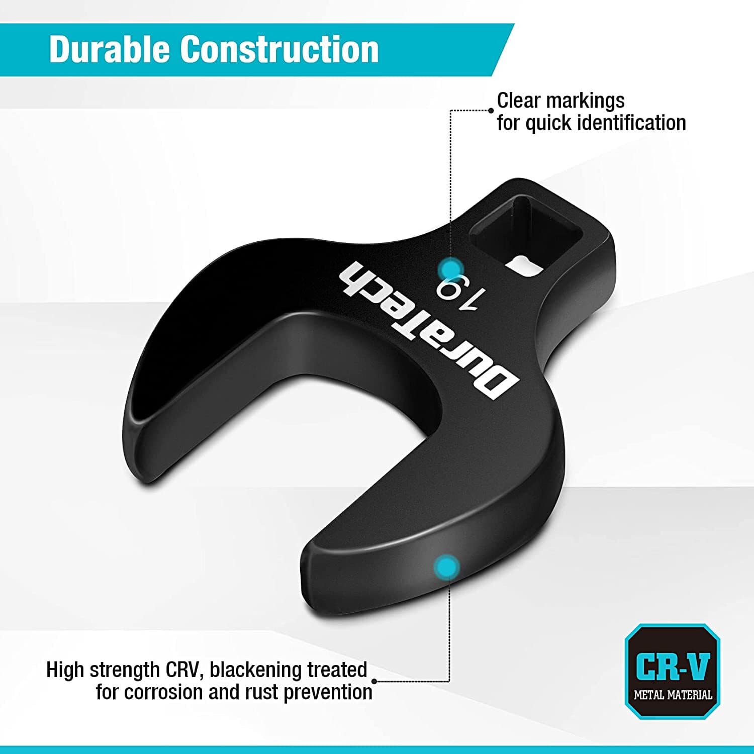 DURATECH Crows Foot Wrench Set 3/8" Drive, 10PCS CR-V Steel Large Metric 10-19mm 3