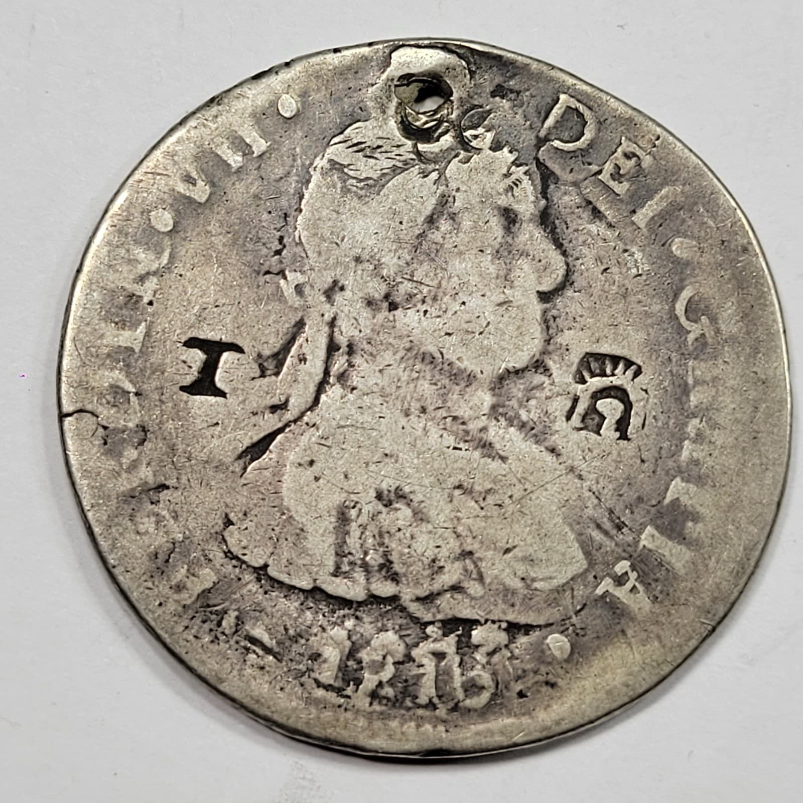 1816 Mexico CHIHUAHUA Silver 8 Reales Overstruck on CA Cast Silver 8R *K796