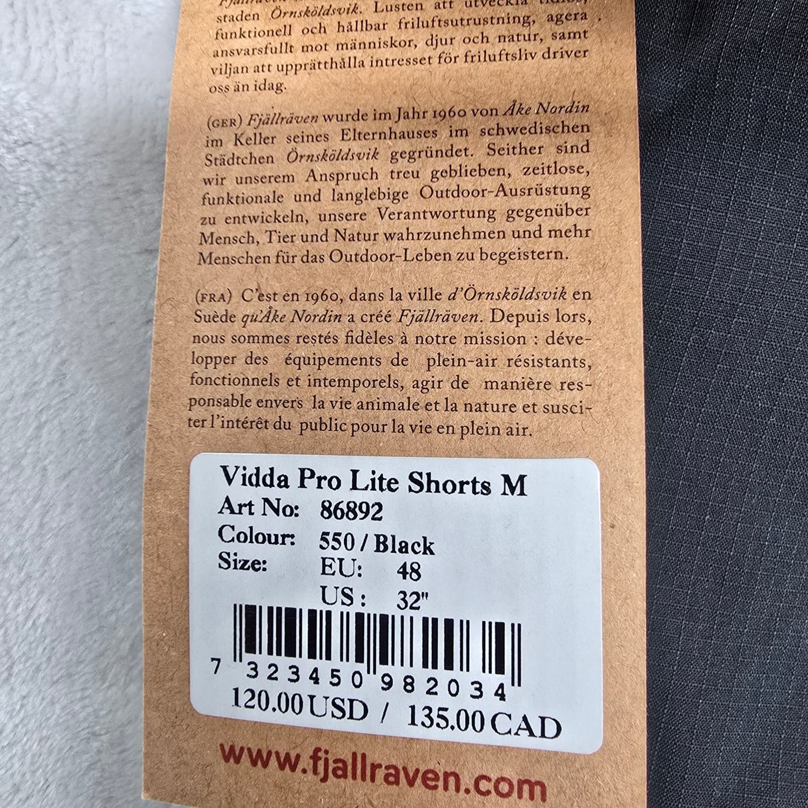 Fjallraven G-1000 Vidda Pro Lite Shorts Men's Black EU 48 US 32 Cargo 3