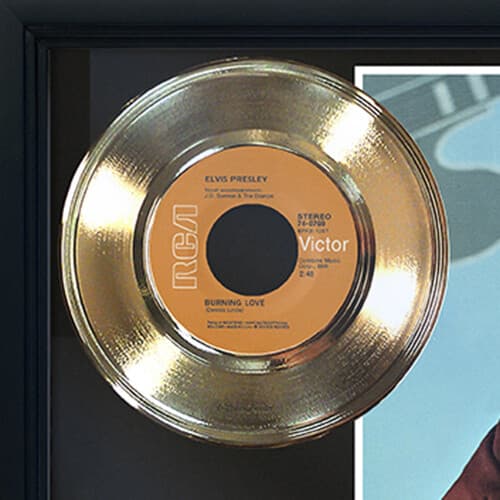 Elvis Presley "Burning Love" Framed Gold Record Reproduction Signatures 3