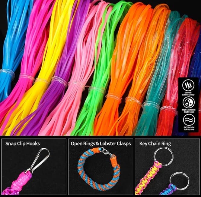 Bracelet String Kit 12 Colors Plastic Lanyard String Lacing Cord Bright Glitter 3