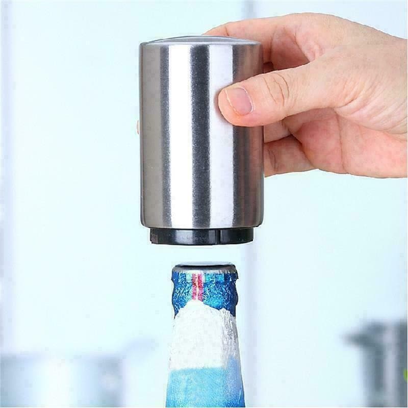2-Pack Stainless Steel Automatic Push-Down Bottle Opener–Beer & Soda Cap Remover 6