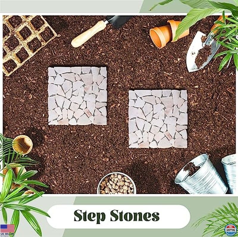 Sasylvia 6-Pack 12" Square Marble Riverstone Stepping Stones for Garden Pathways 5
