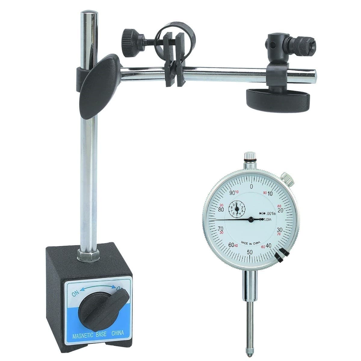 1" DIAL INDICATOR AND MAGNETIC BASE STAND TOOL MIC INDICATER GAUGE SET