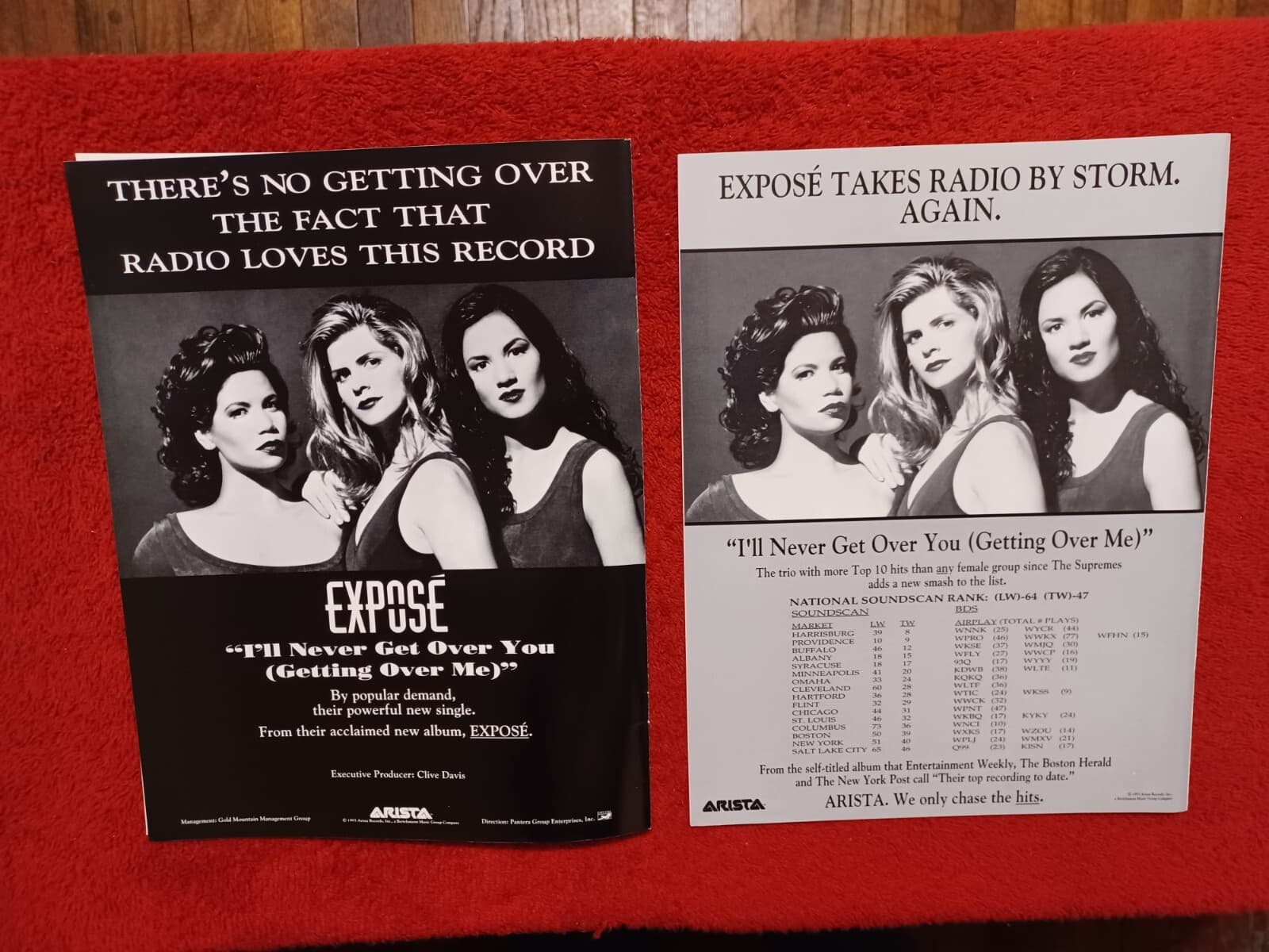 EXPOSE - 1993 US Two(2) Full-Page Ads 'I'll Never Get Over You' Single HITS Mag.