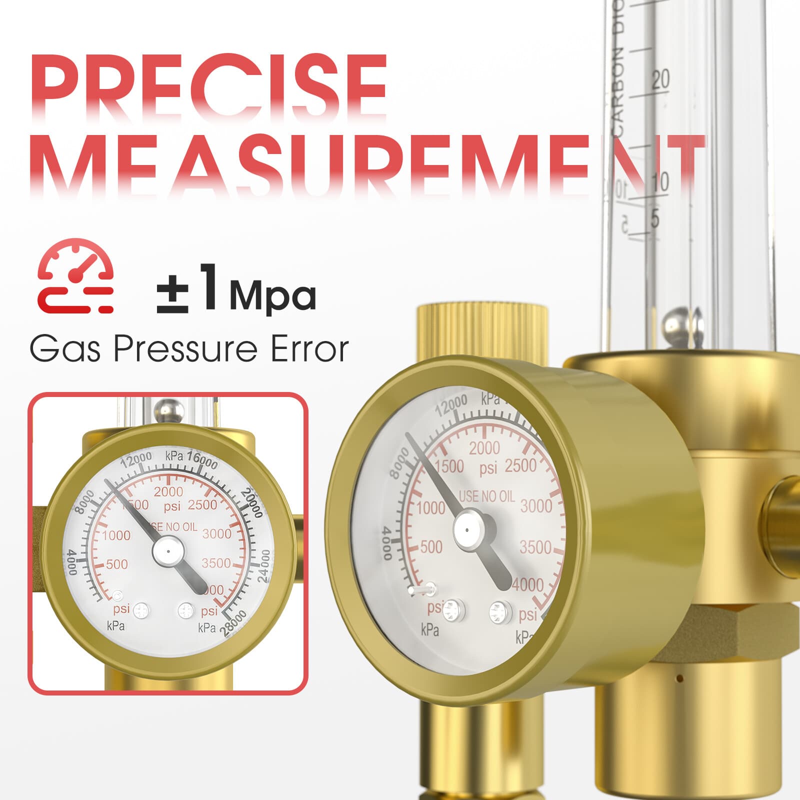CO2 Argon Gas Regulator, flow meter, with 8ft Gas Hose for MIG TIG Welder 2