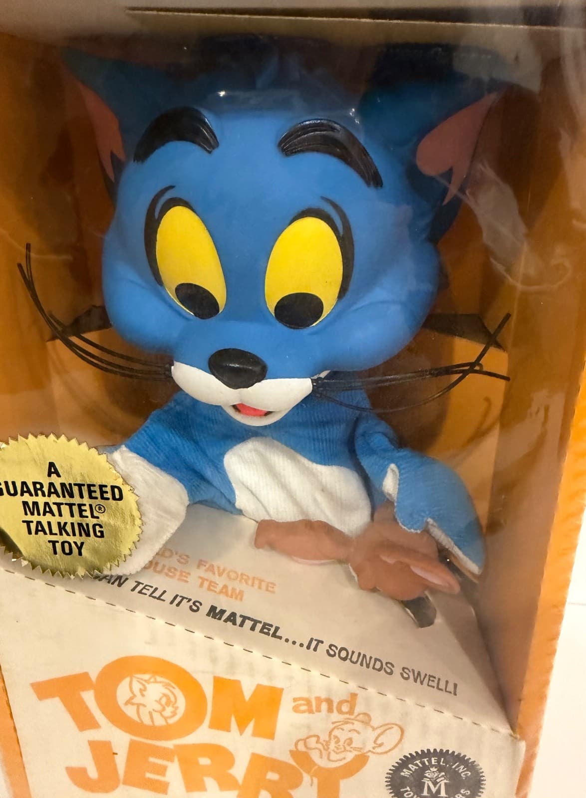 1965 ORIGINAL MATTEL TOM & JERRY TALKING HAND PUPPET MIB SEALED 2