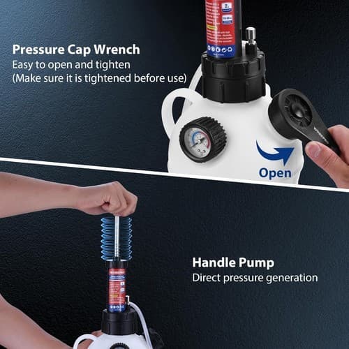 WORKPRO 2L Manual Brake Bleeder Kit One Person Brake Fluid Vacuum Pump for DIY 3