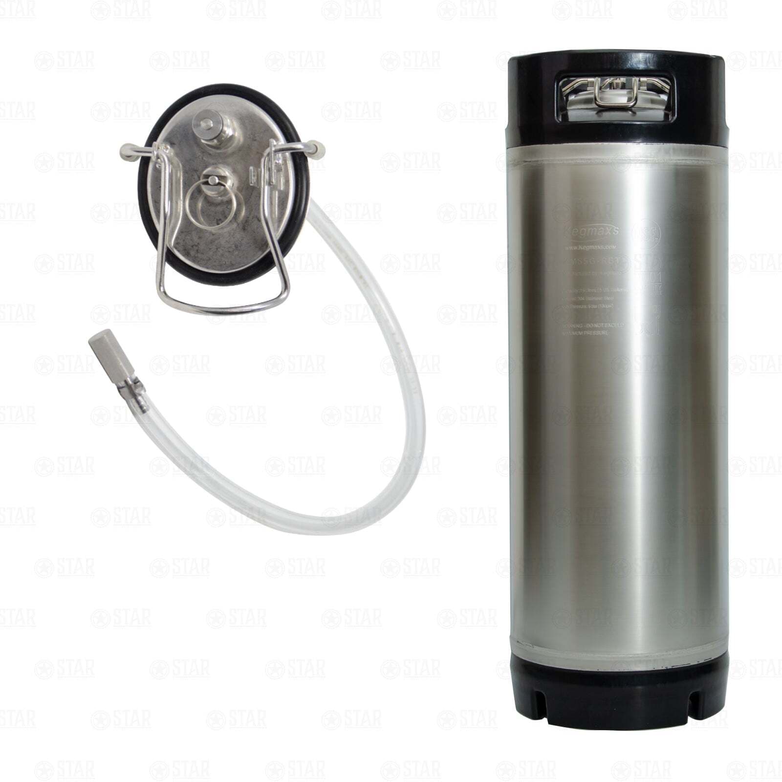 5 Gallon Ball Lock Carbonation Keg with Dip Tube and Aeration Carbonating Stone