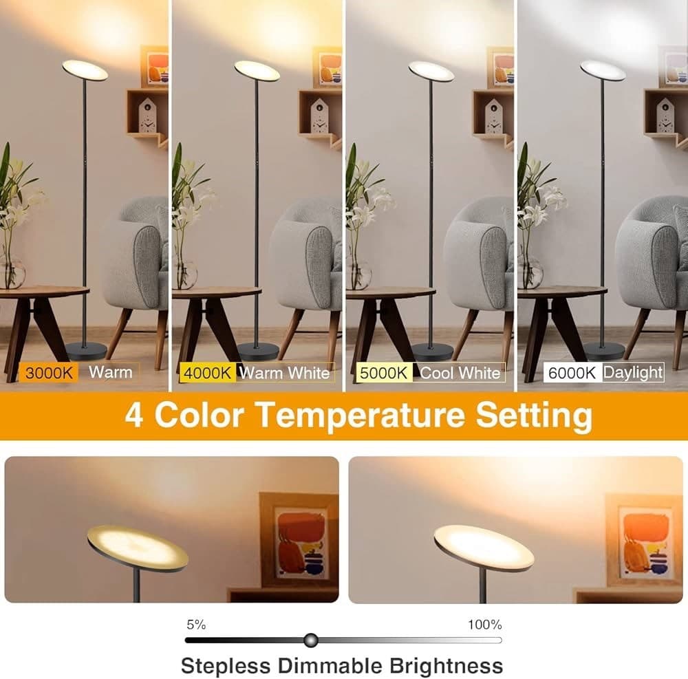 Floor Lamp, 30W/3000LM LED Modern Torchiere Sky Lamp, Super Bright Dimmable  2