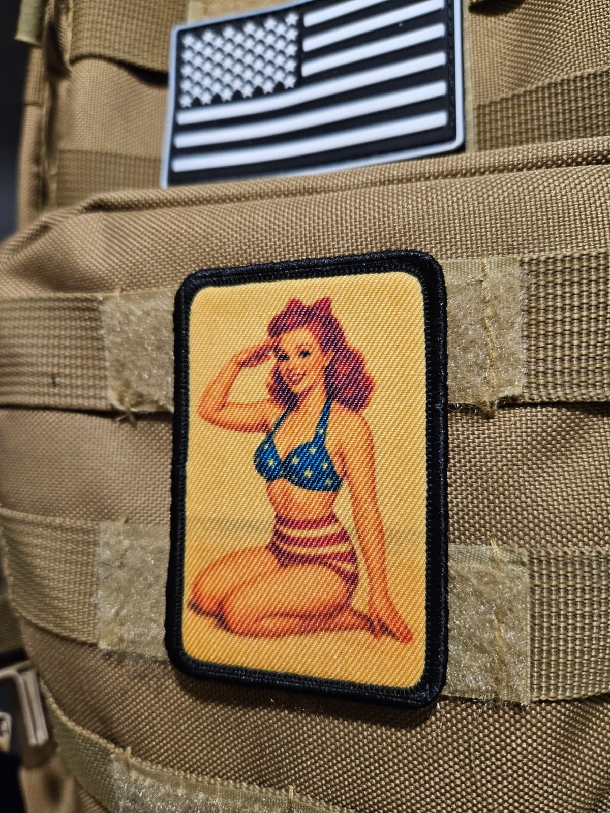 World War 2 redhead pinup girl 2"x3" removable morale patch with hook and loop 6