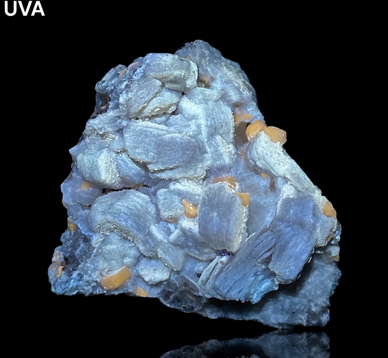 741 Gr. Fluorescent Rare Apatite Crystals Cluster With Mica Cluster On Matrix 3