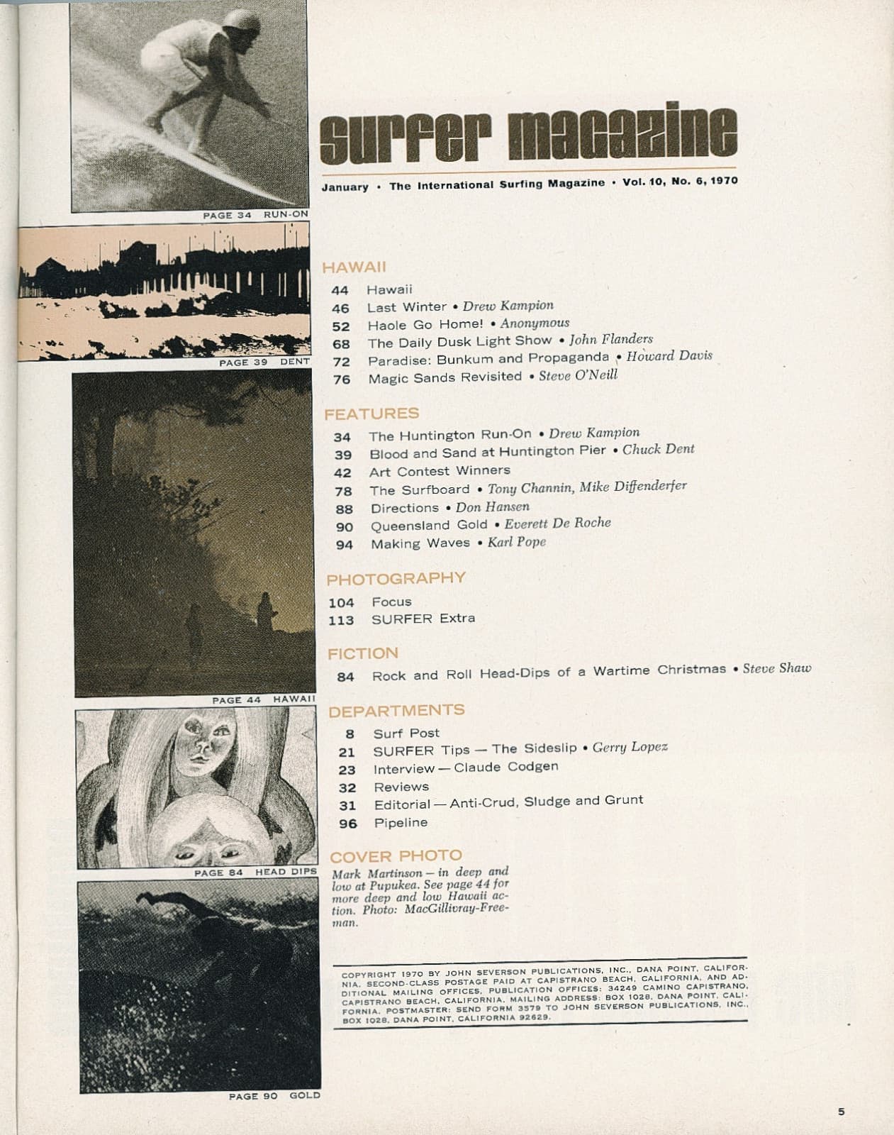 Surfer Magazine Vol. 10 #6- January 1970 Free shipping 3