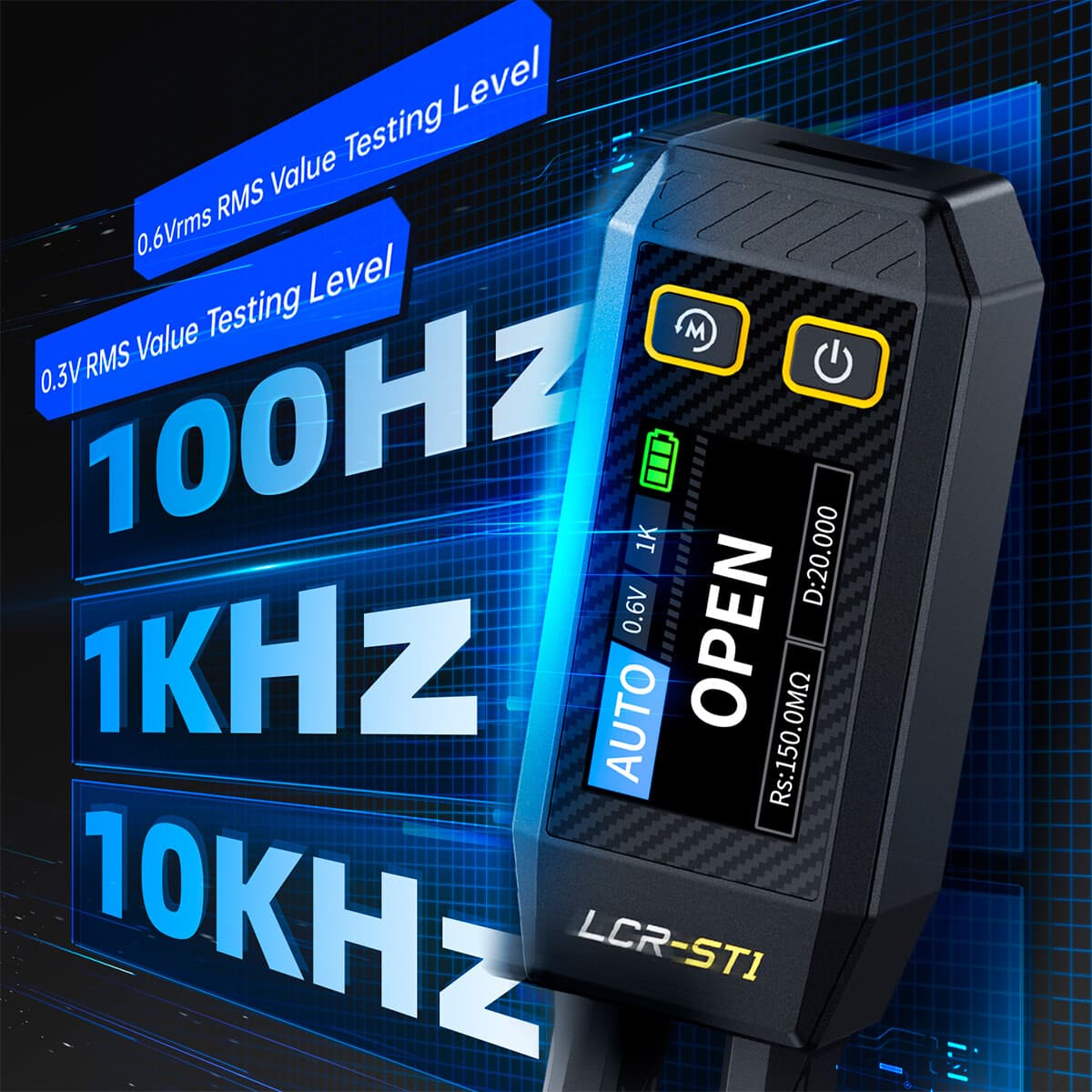 FNIRSI LCR-ST1 Smart Tweezer LCR SMD ESR Tester Ohm Capacitance Diode Test US- 5