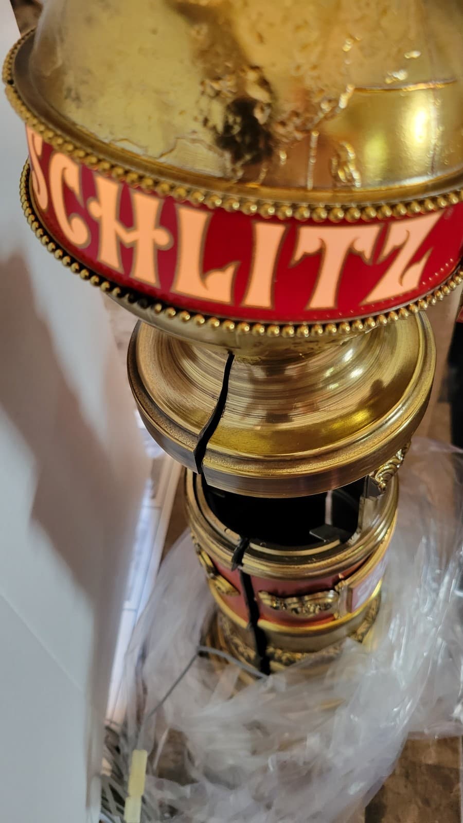 1976 Schlitz Beer Draught Stanchion Tap Handle Station & Org Box Vintage  4