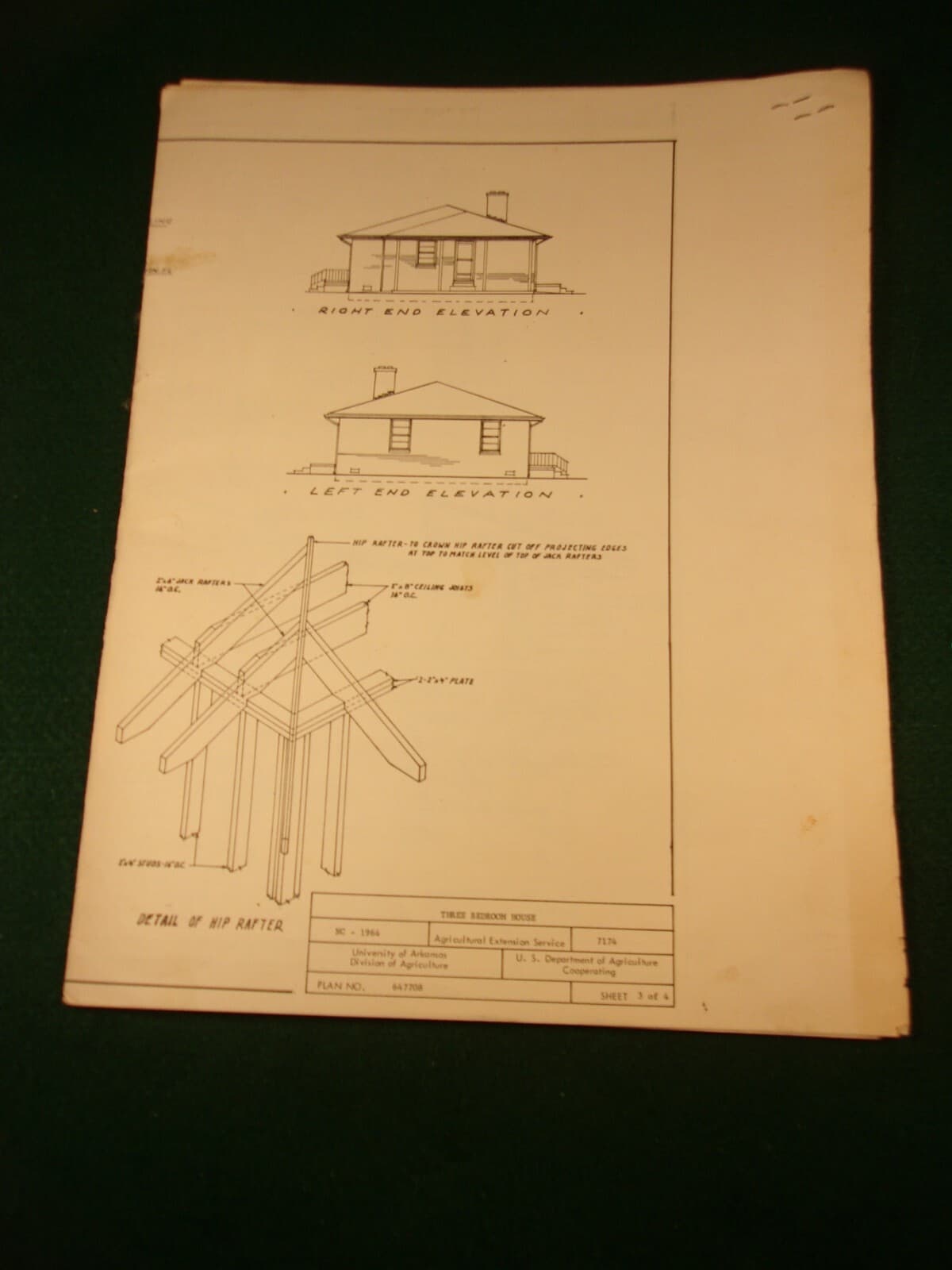 PAIR OF OLDER VTG 1964 HOUSE BLUEPRINTS PLANS\:  UofA AGRICULTURE EXTENSION SRVC 3