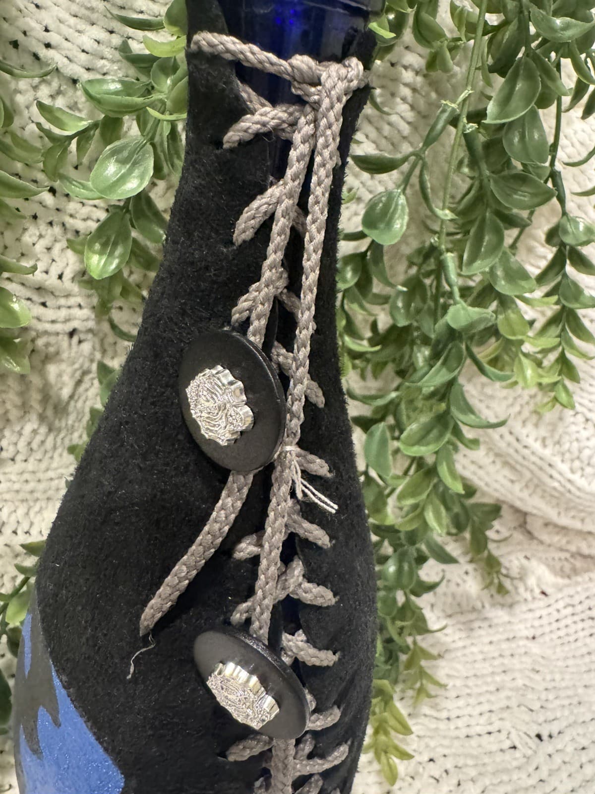 Handcrafted One-of-a-Kind Black Leather Wrapped Bottle  Another Realm Las Vegas 4