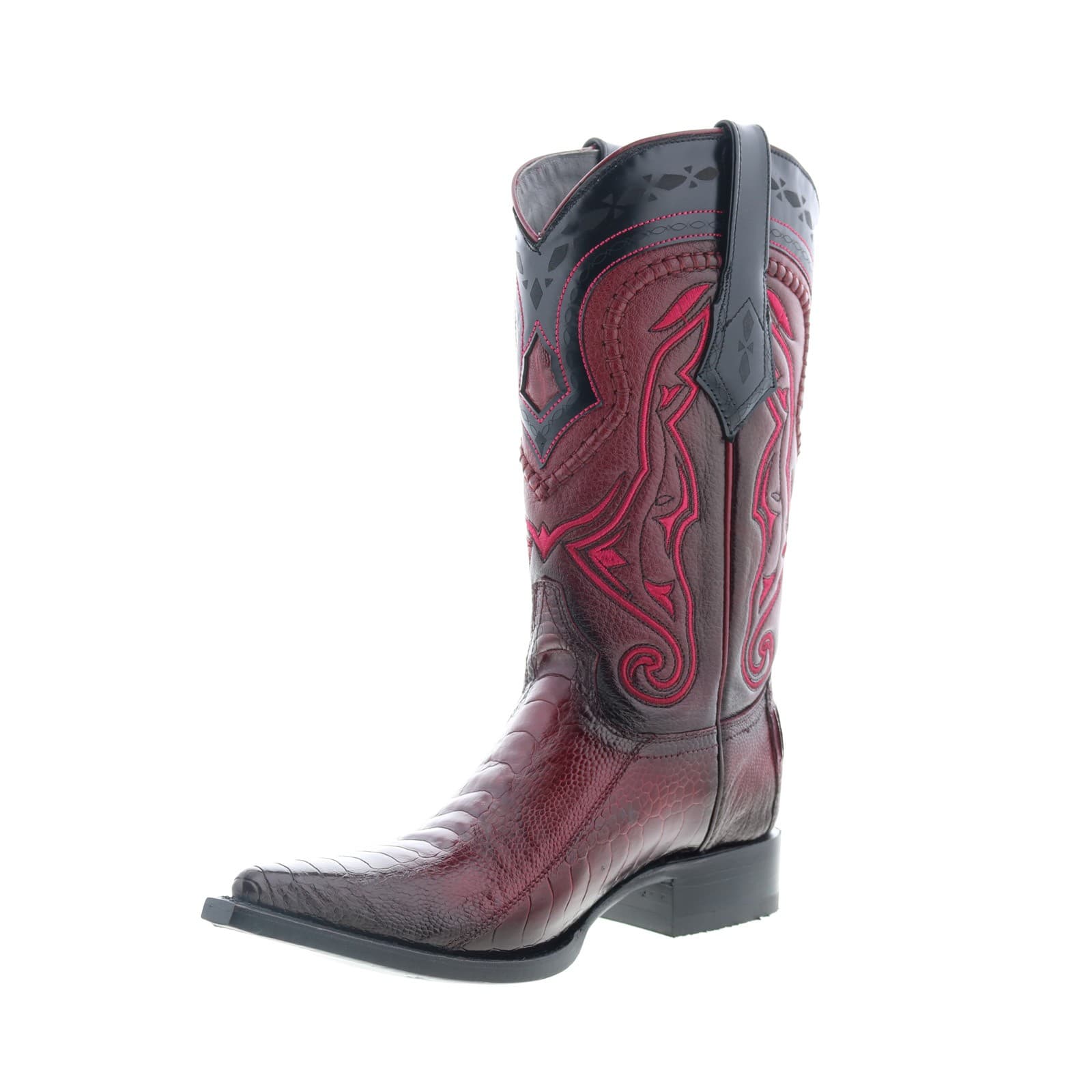 Los Altos 3X Toe Ostrich Leg Mens Burgundy Wide Cowboy Western Boots 4