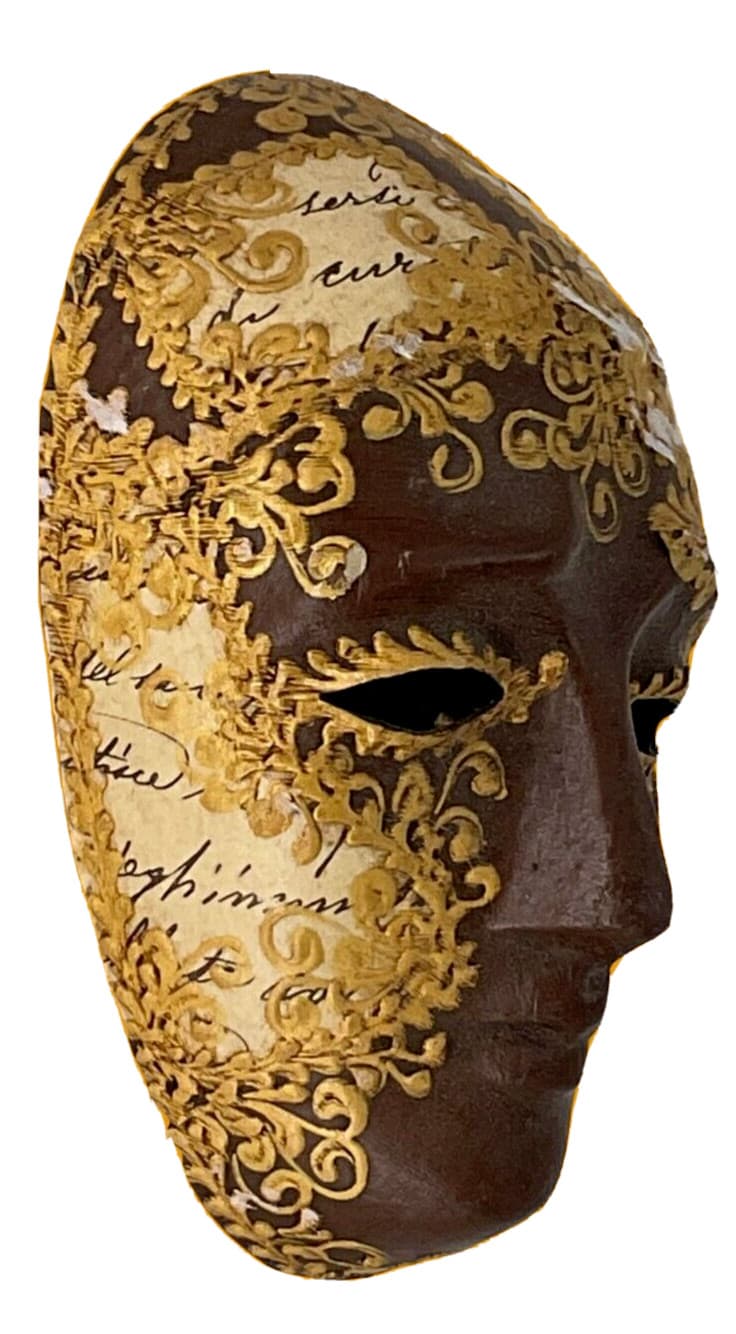 Handcrafted Italian Theatre Mask By Prof. Agostino Dessi w/Alice Atelier-Signed 2