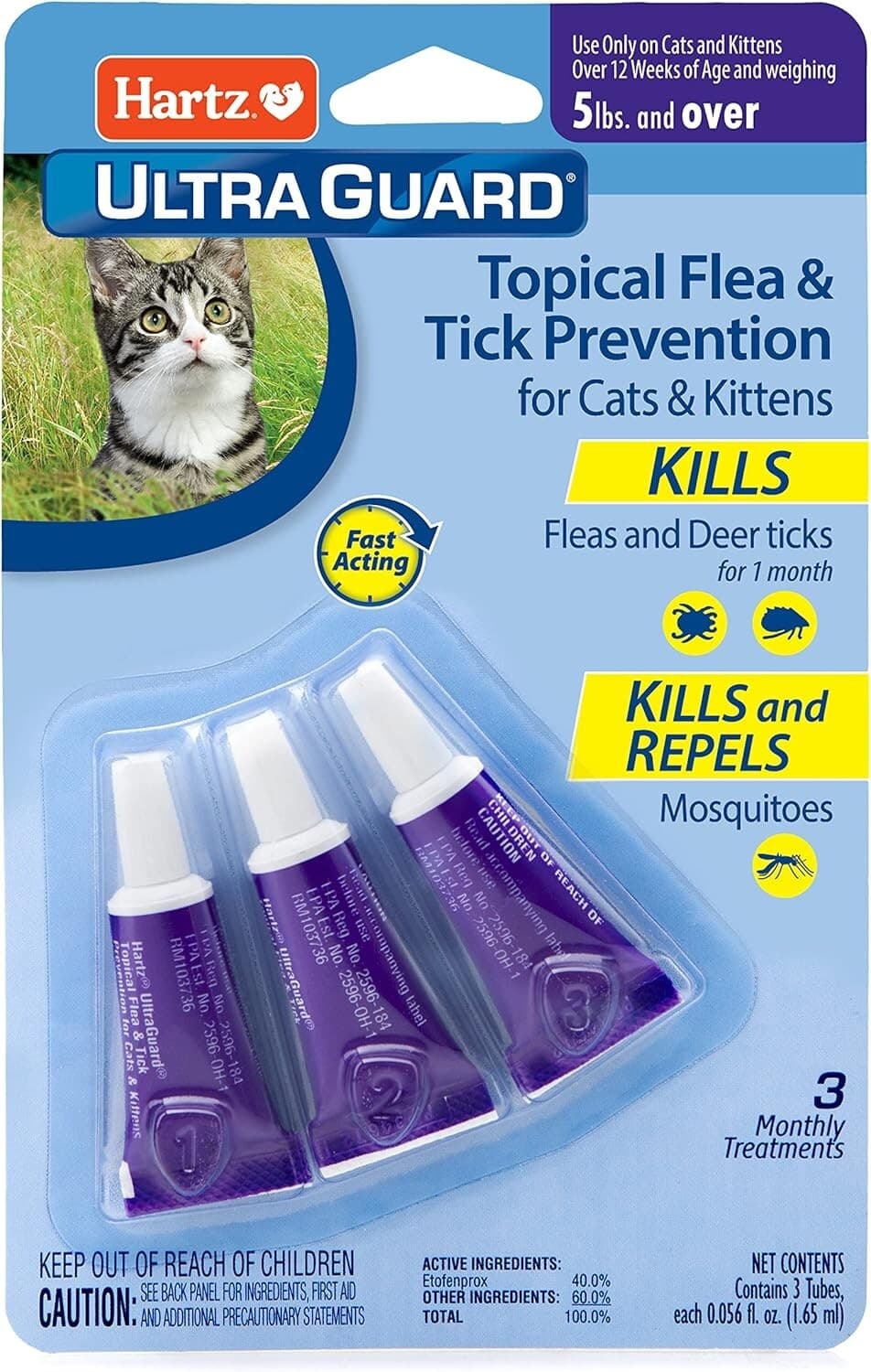Hartz UltraGuard Topical Flea & Tick Prevention for Cats and Kittens - 3 Monthly 2