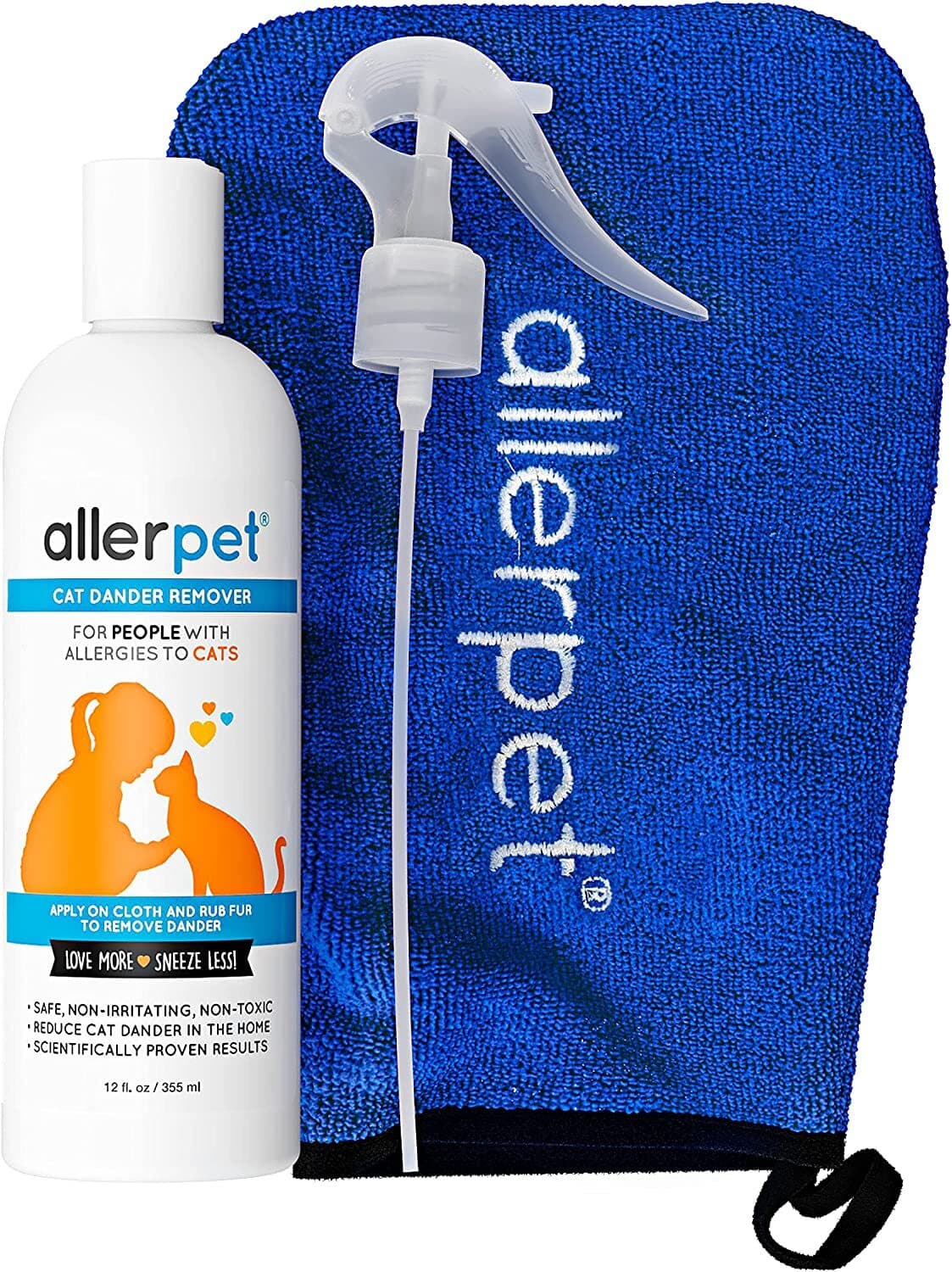 Allerpet Cat Dander Remover 12oz for Cat Dander Reduction w/Free Applicator Mitt