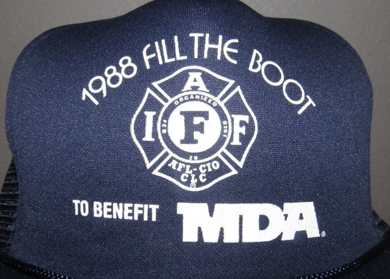 1988 MDA Firefighter Boot Drive Fundraiser Meshback Trucker Cap Hat 2