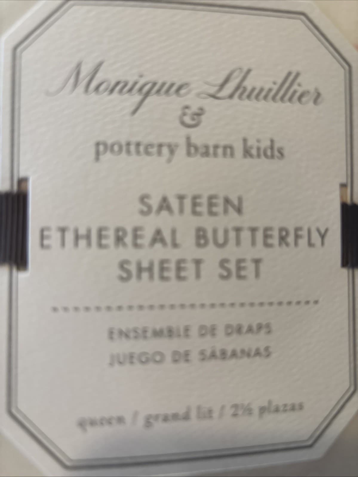 Pottery Barn Monique Lhuillier ETHEREAL BUTTERFLY SATEEN Queen Sheet Set NWT 6