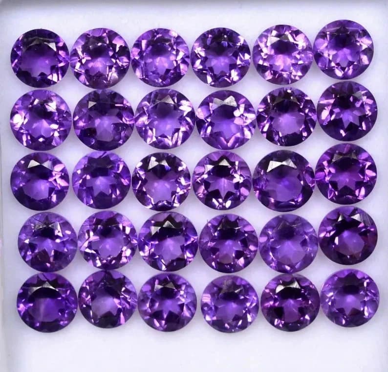 AAA+ Natural Amethyst Faceted Round Shape Loose Gemstone
