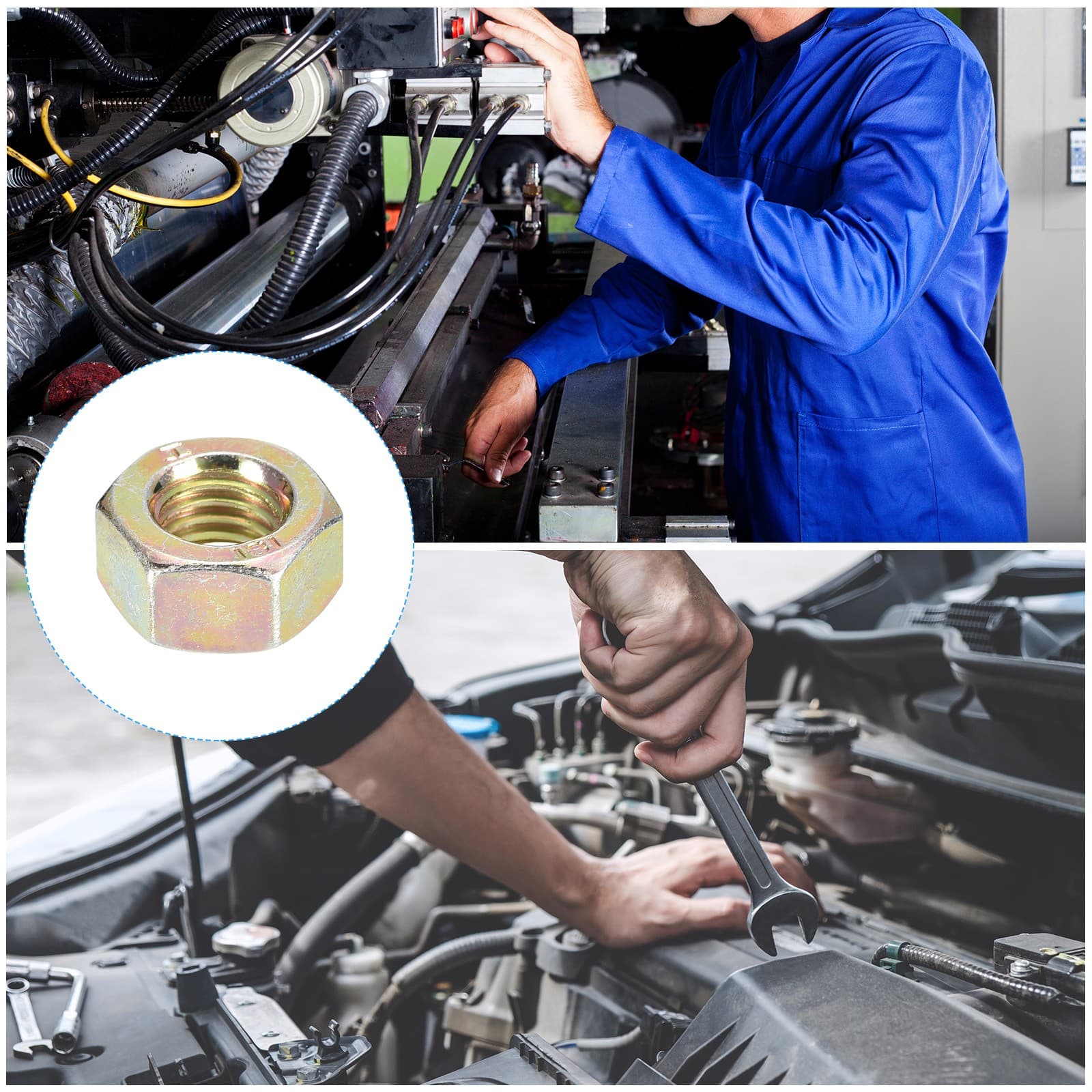 Hex Nuts (M16x2mm) 10Pcs Carbon Steel Metric Coarse Thread Zinc Plated 4