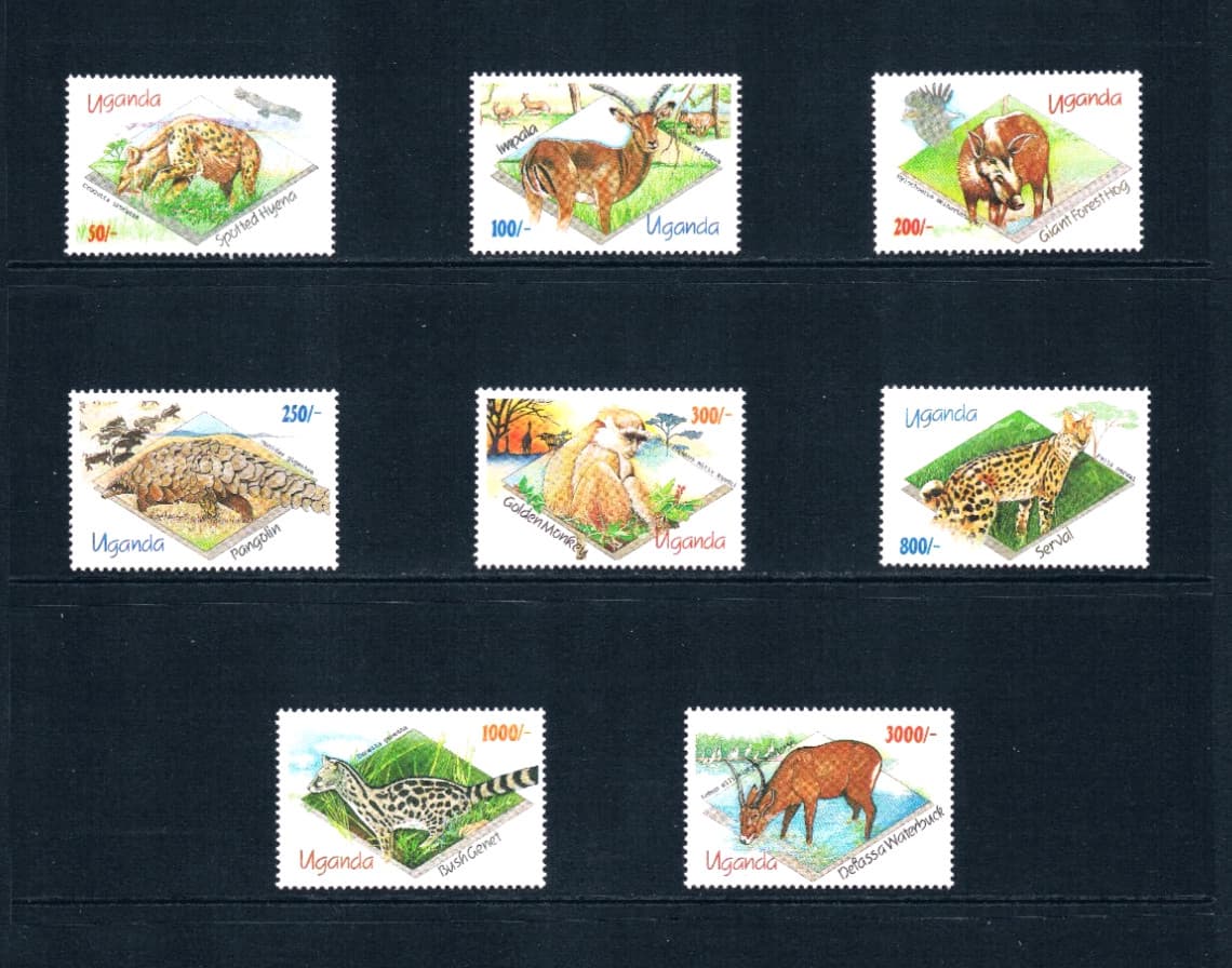 $12.95 Scott Value - 1992 UGANDA African Wildlife Monkey Pangolins CV MNH NH UMM 3