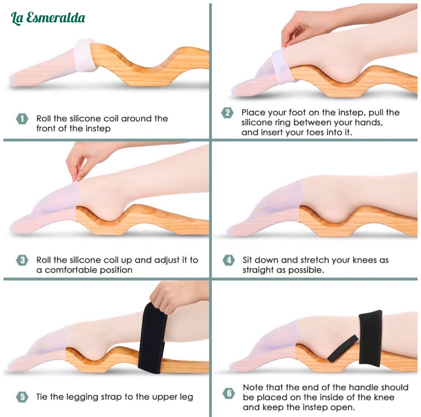 Wooden Foot Stretcher Ballet , Arch Enhancer, Dance, Gymnastics Elastic Band 6