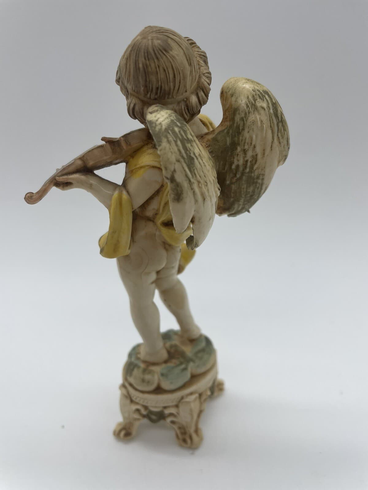 Vintage Depose Italy Angel Cherub Cupid Playing a Violin Figurine 4