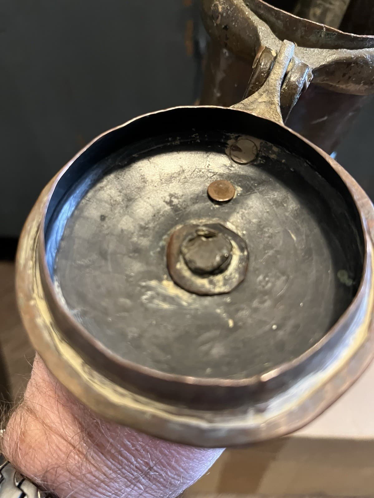 ANTIQUE Primitive 1800's Early Copper Large Water or Wine Pitcher 5