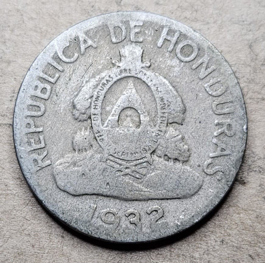 Honduras Cinco 5 Centavos - 1932 - Copper-Nickel Coin - KM# 72.1 - 1mil Mintage 2