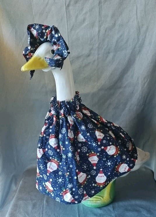 Garden Goose Dress And Bonnet - Santa And Snowflakes Worn Once