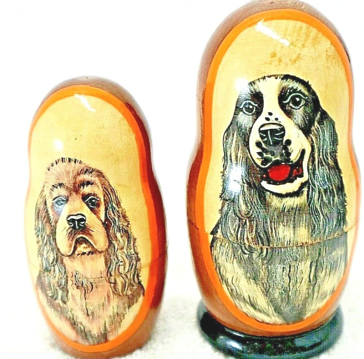 Matryoshka Wood Nesting Dolls Depicting Different dogs Collectible Hand Painted 3