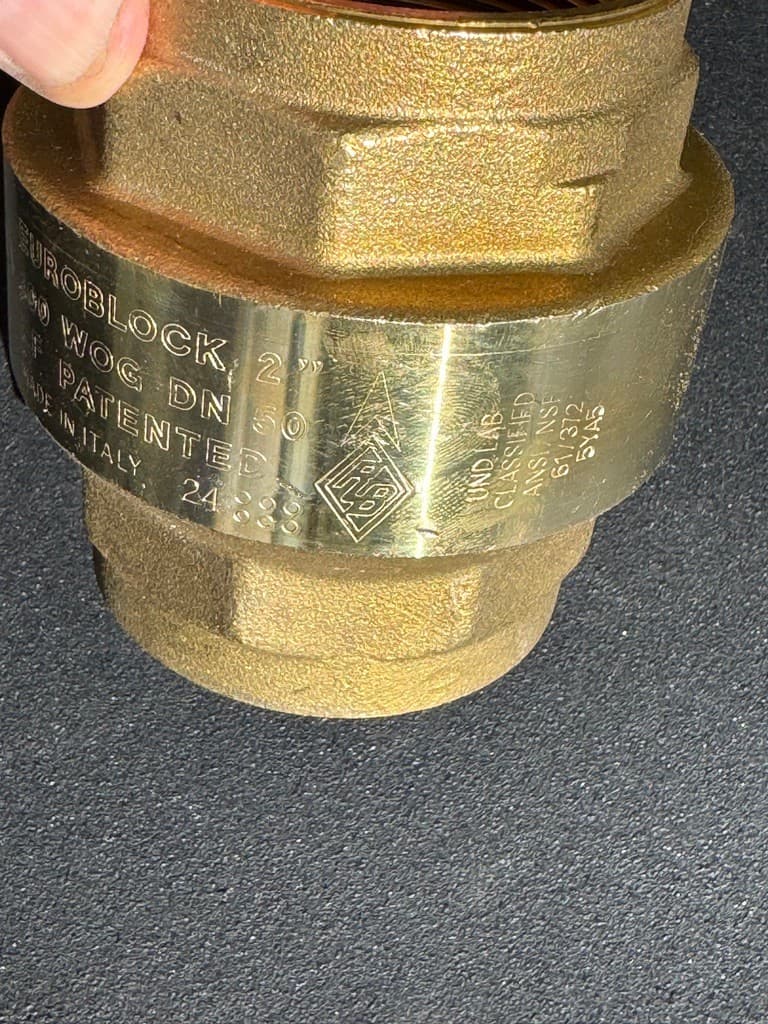 EUROBLOCK 100002 Brass Threaded 2in Npt Check Valve, NEW 6