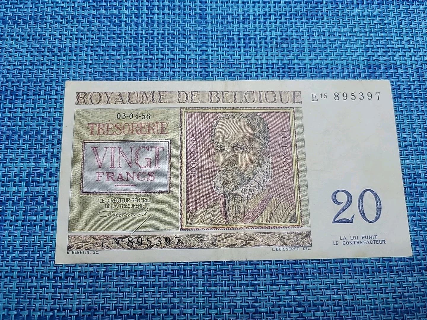 🇧🇪 Belgium 20 francs P-132 P-132b 3 April 1956 BANKNOTE (EACH) 030125-1