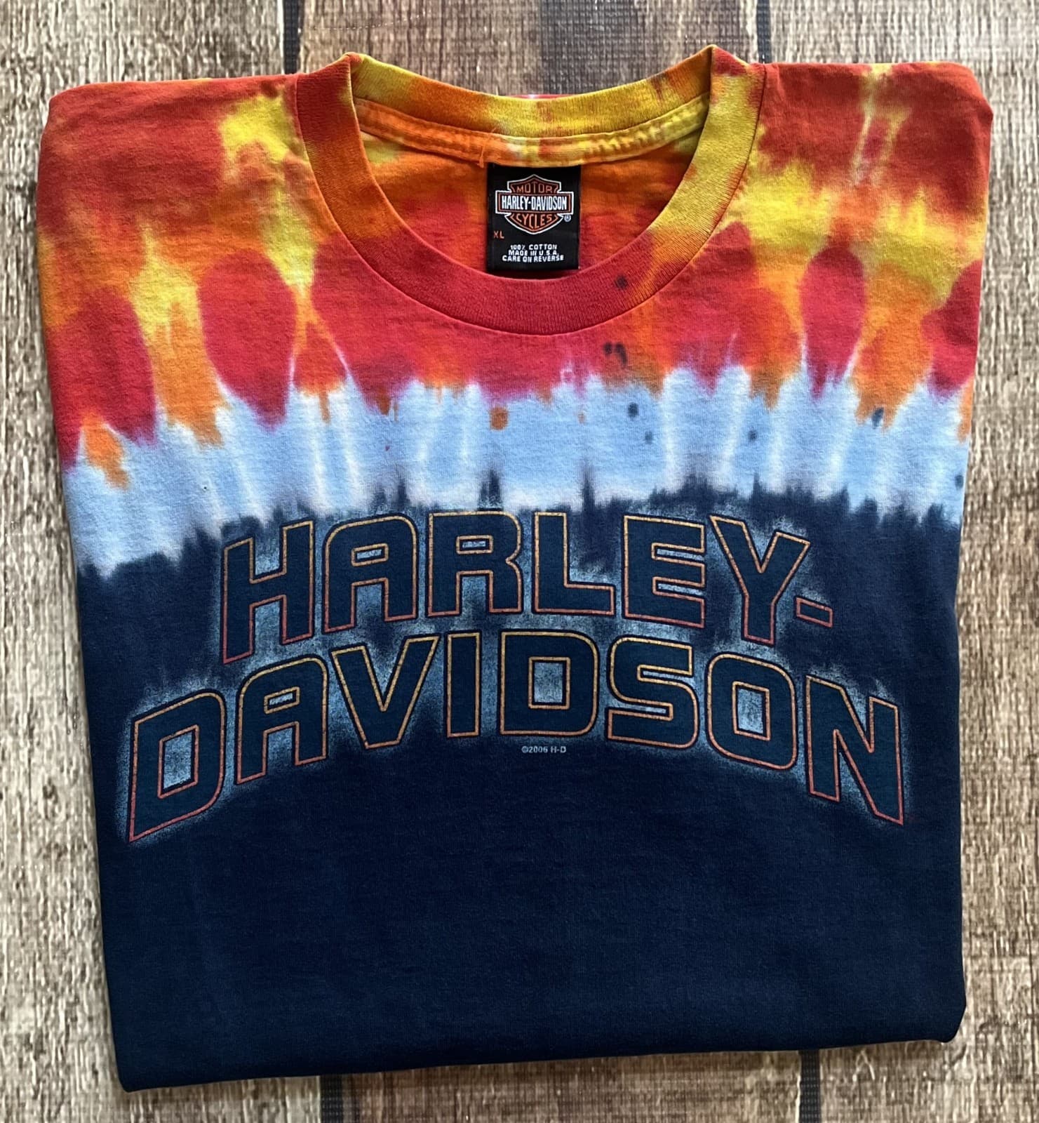 HARLEY DAVIDSON STRATMAN TIE DYE MISSISSIPPI COAST T-SHIRT USA MADE MENS XL EUC
