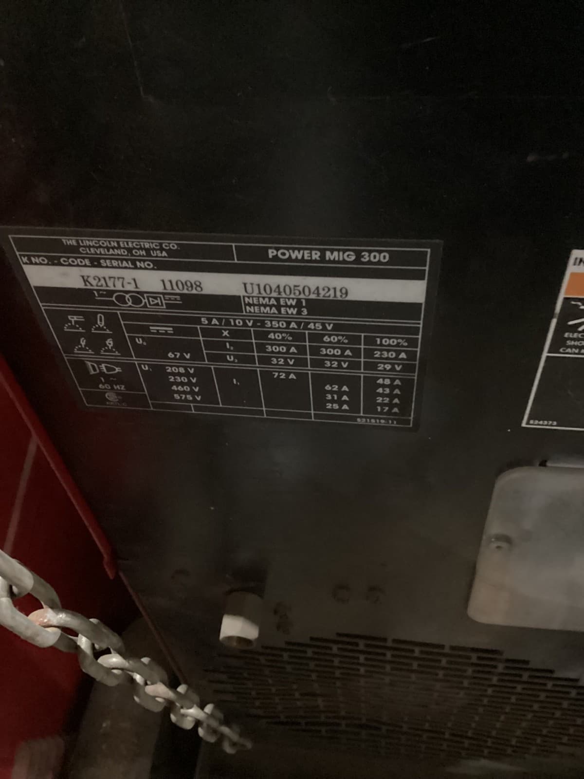 LINCOLN ELECTRIC POWER MIG 300 WELDER USED 6