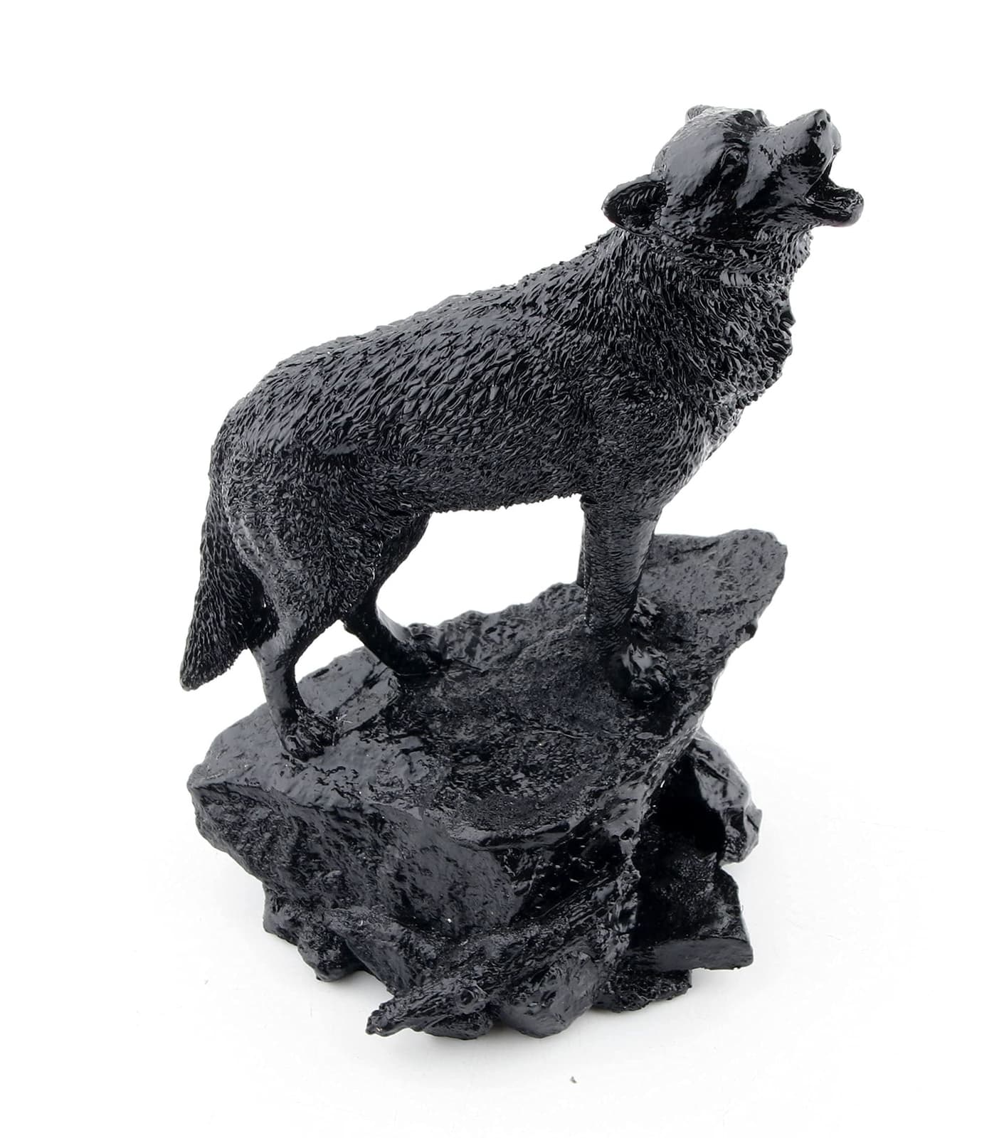 Wildlife Howling Wolf Statue and Figurine Black Wolf Sculpture for Home Decor 3
