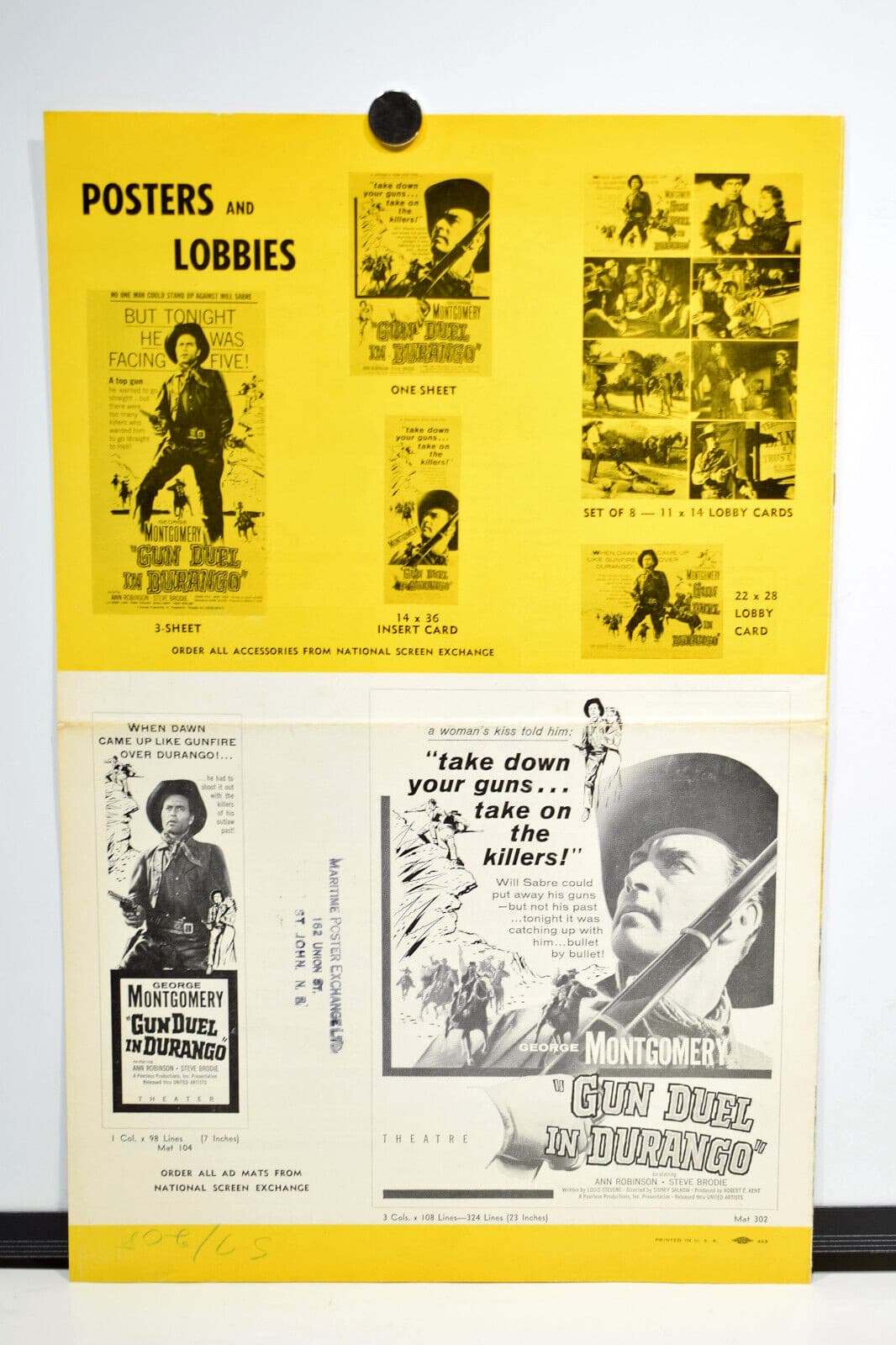 1957 GUN DUEL IN DURANGO Pressbook George Montgomery Western 2