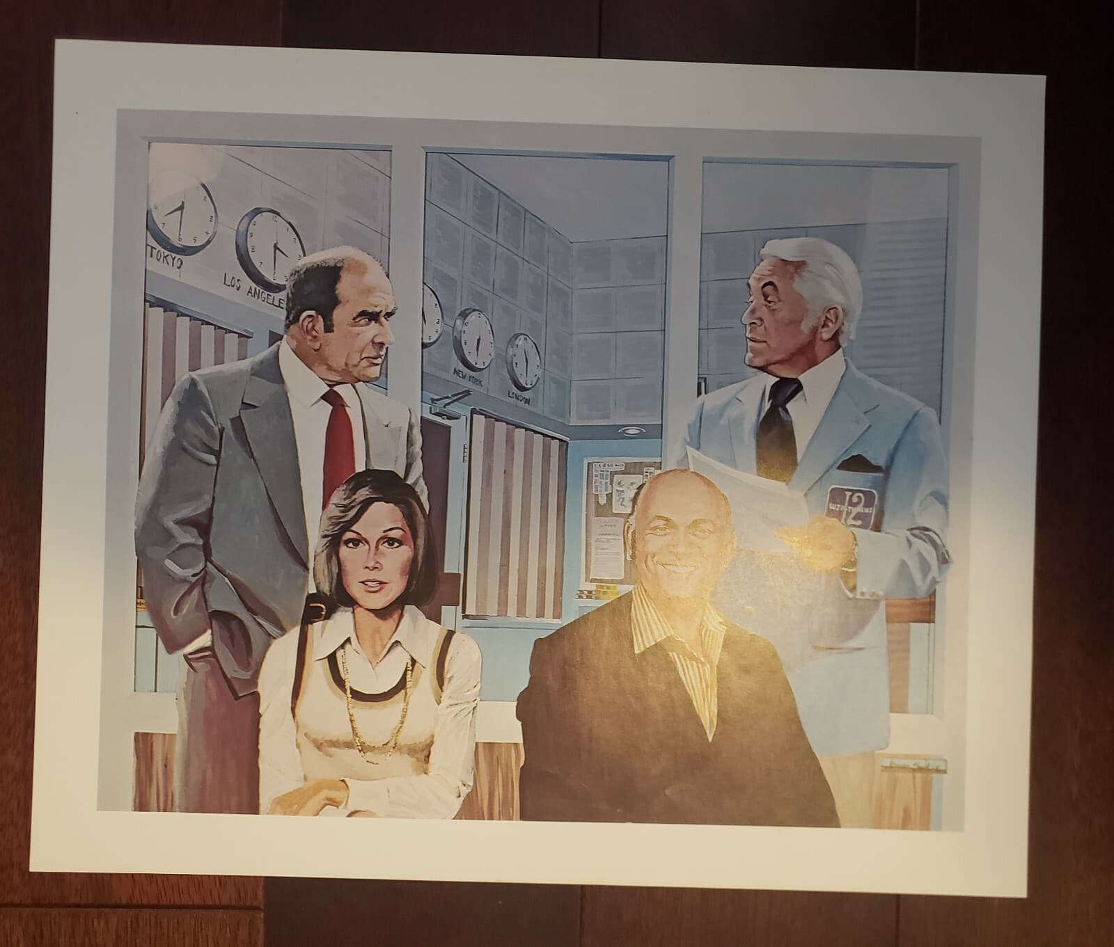 VINTAGE TV LITHOGRAPH ~ Mary Tyler Moore Show Lou Grant 1974 Poster John Solie ~ 2