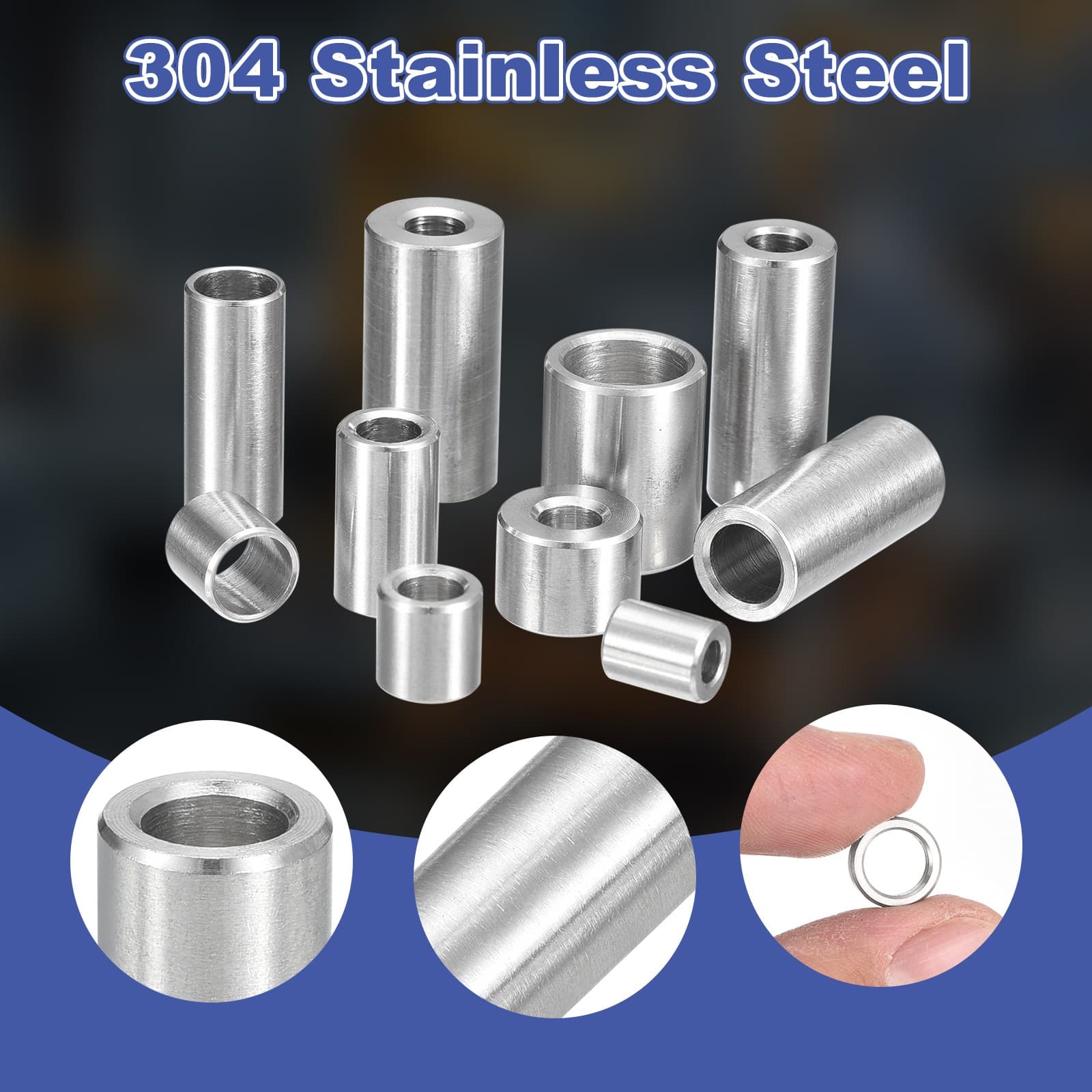 8Pcs 304 Stainless Steel Spacer 10mm OD x 7mm ID x 25mm Length 4