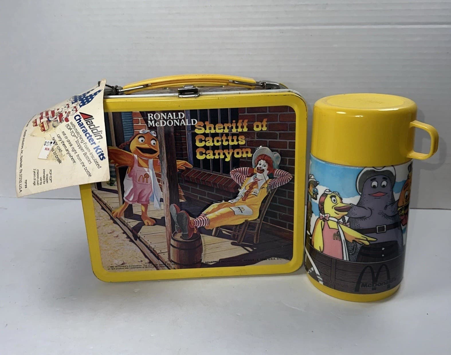 Ronald McDonald Sheriff Cactus Canyon McDonald's Lunchbox Lunch Thermos 1982 NWT