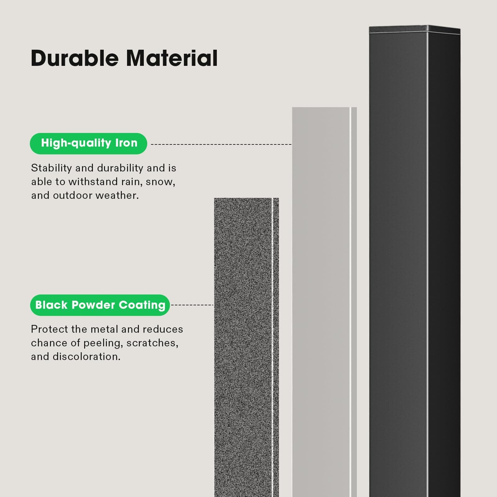 VIVOSUN 2/3/4/5 Steps Wrought Iron Handrail Stair Railing Adjustable Height 4