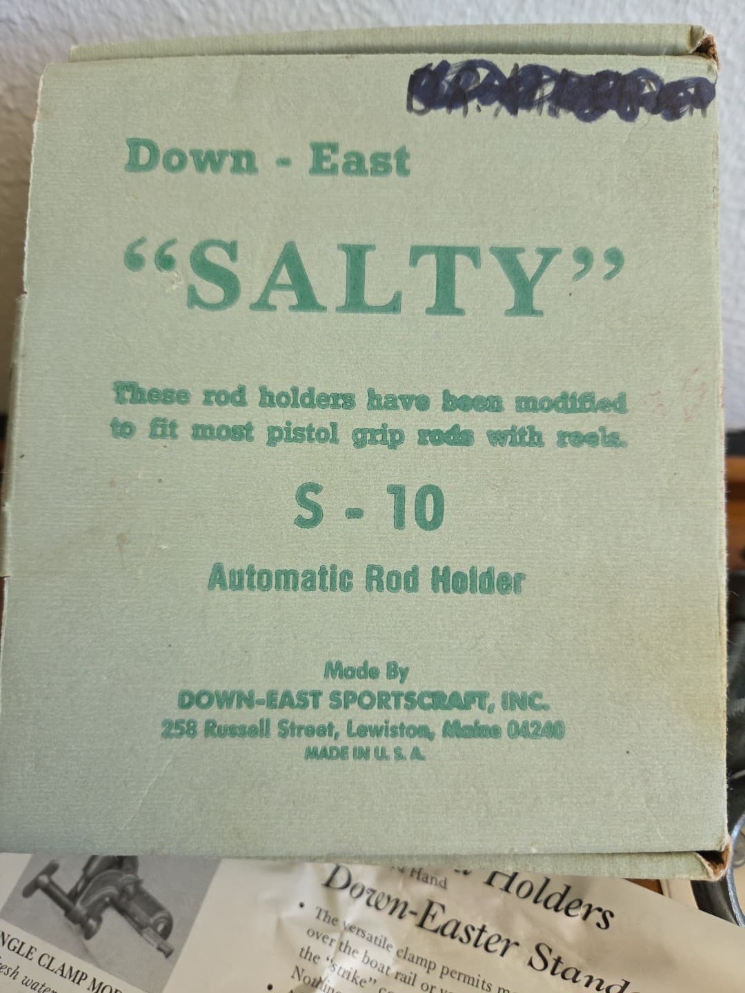Vintage Down East Salty S-10 New Box Fishing Rod Holder Sportscraft Maine Unused 3