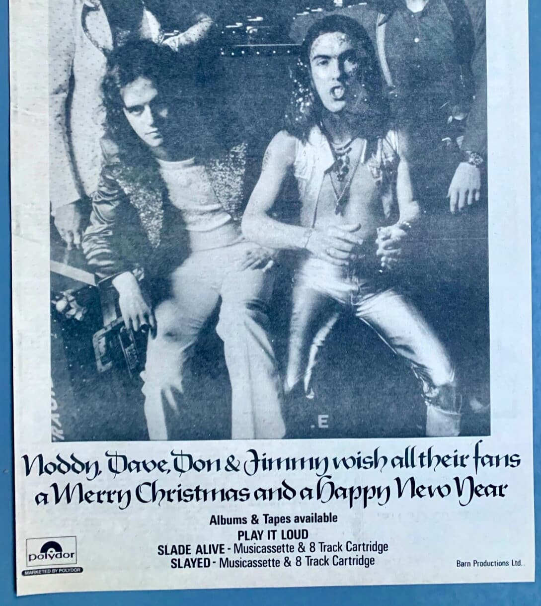 SLADE vintage 1972 POSTER ADVERT MERRY CHRISTMAS Alive HAPPY NEW YEAR Slayed 3