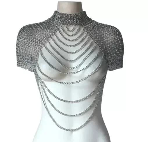 Medieval Chainmail Collar Shoulder Armor Adjustable Chainmail Chain COSTUME