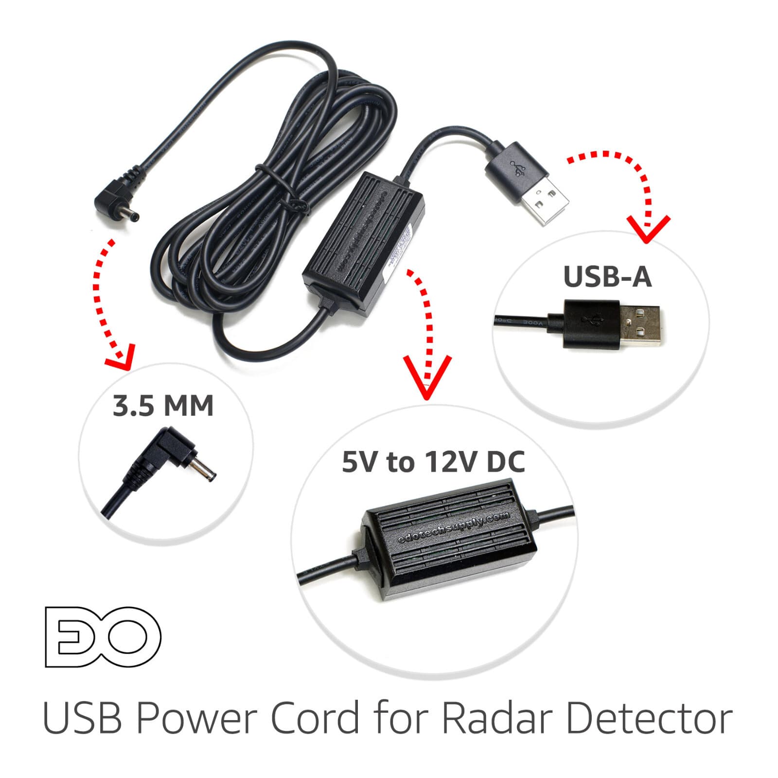 USB Car Power Cord for Z-19R Z-11R Z-15R Xtr145 Whistler Radar Laser Detector 4